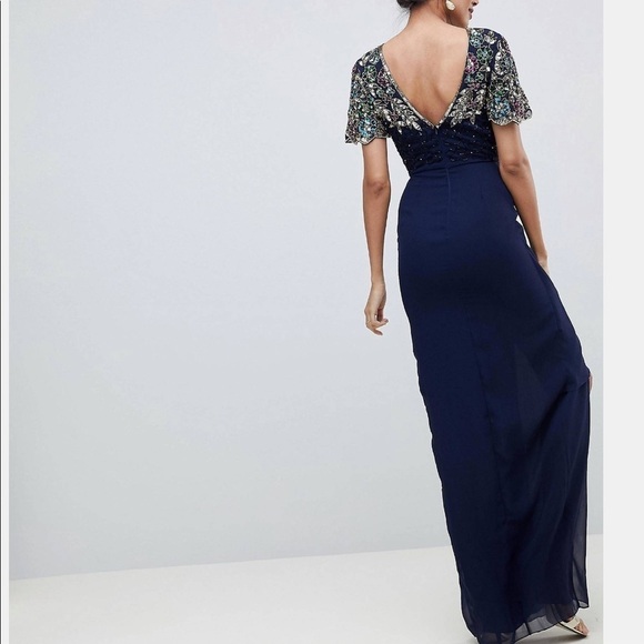 ASOS Virgos Lounge Tall Arian Embellished Maxi Dress
With Frill Wrap Skirt - Picture 2 of 13